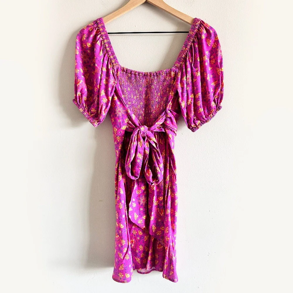 Spell & The Gypsy Madame Peacock Sweetheart Mini Dress | Boysenberry | Size Smal